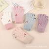 Korean Touchscreen Christmas Aesthetic Cute Snowman Embroidered Plush Gloves Women Winter Fleece Warm Gloves