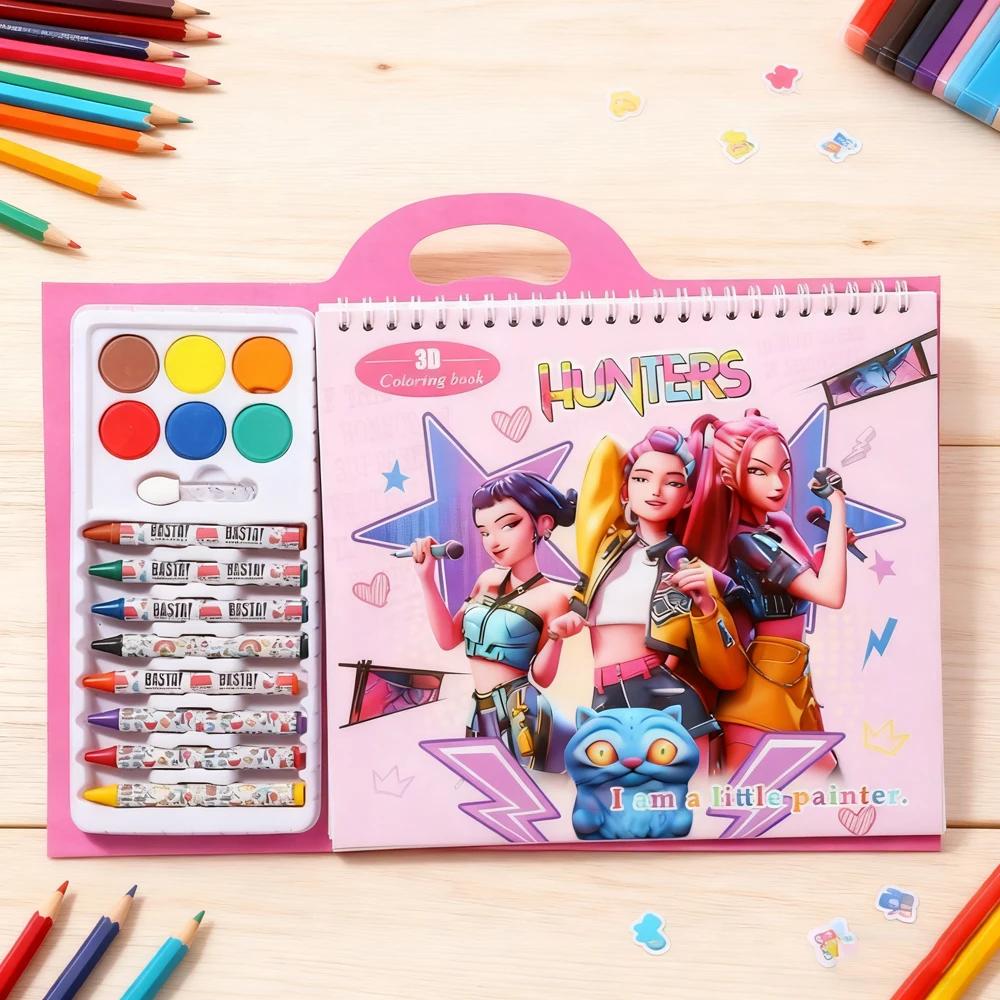 Детская K-pop Книга для обведения и раскрашивания Охотник на демонов - Мультяшный и Аниме Лайн-арт, Альбом для эскизов для малышей | Праздничный подарок для детей