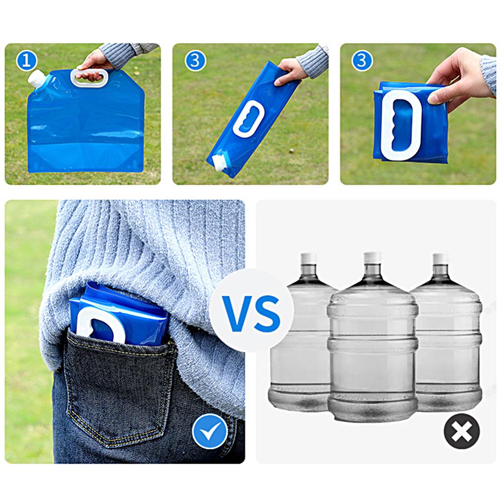 Складной мешок для воды 5 л/10 л, экологически чистый, многоразовый, портативный, стильный, легко наливаемый, складной резервуар для воды, товары для походов