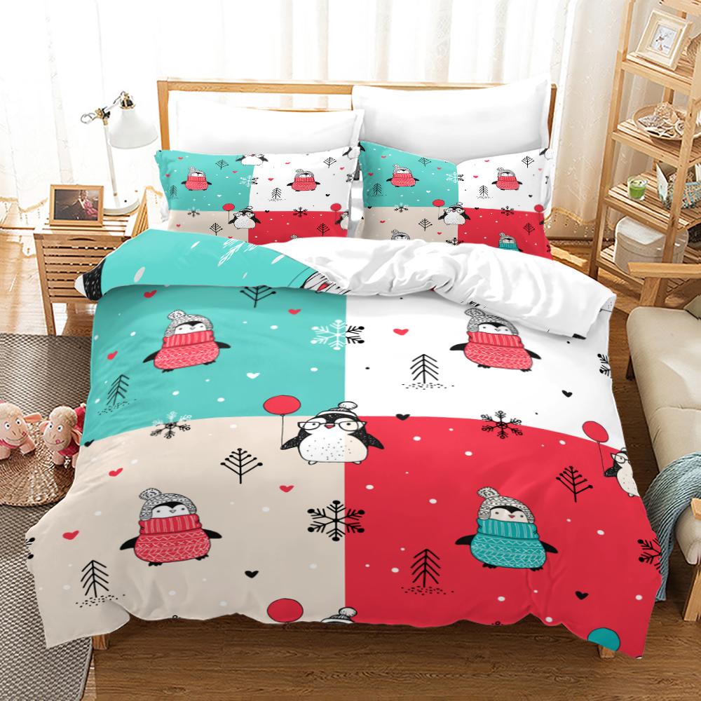 Comforter Antarctic Penguins For Kid Girl Boy Cute Animals Polyester Comforter Black White Print King Size