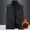 Autumn and Winter Men's Vest Outdoor Multi-pocket Stand-up Collar Casual All-match Loose Warm Double-sided Wear