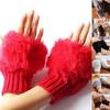 Mittens Fingerless Gloves For Women Ladies Winter Wrist Length Warm Comfortable Fur 1Pair Knitted