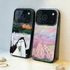 O-Живопись маслом C-Милый G-Призраки Прекрасный чехол для телефона для iPhone17 16 15 14 13 12Pro Max Серый Черный Матовый Лазерный Металлик Аврора Funda