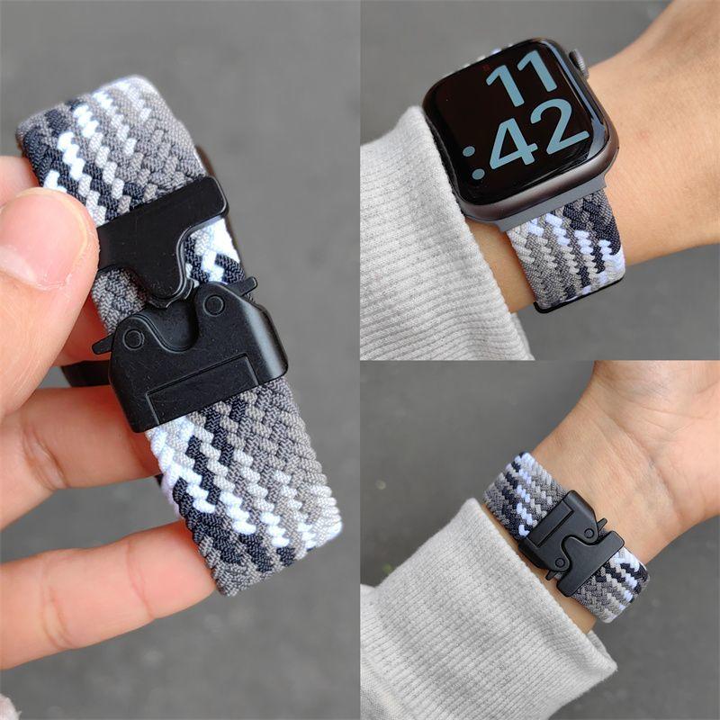 Нейлоновый тканый ремешок для Apple Watch S10-парашютная пряжка, дышащий спортивный сменный ремешок для iWatch 10/9/8/7/6/5/4/3/2/1/Se/Ultra/ultra2 49 мм 46 мм