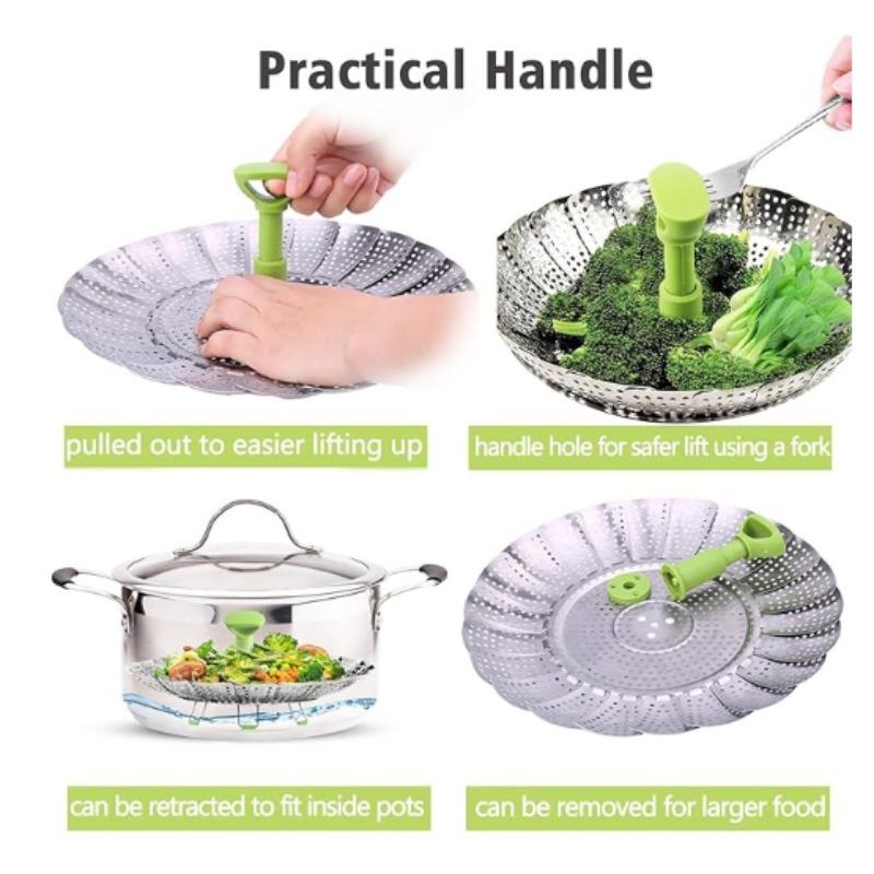 Корзина для пароварки из нержавеющей стали, складная корзина для пароварки овощей, рыбы, морепродуктов, фруктов, еды, готовки, кухонная утварь