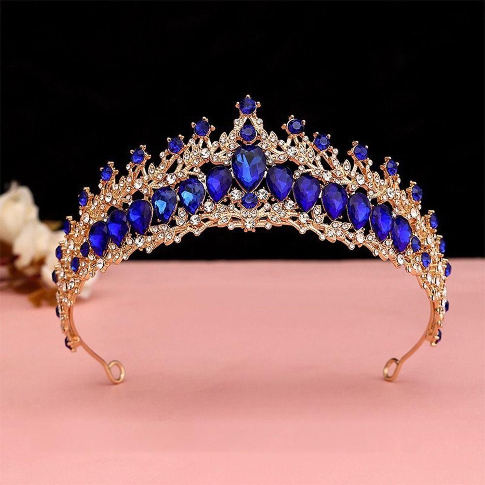 Metal Bridal Crystal Hair Ornaments Colorful Bridal Hairpin Fashion Hair Crown Wedding Jewelry