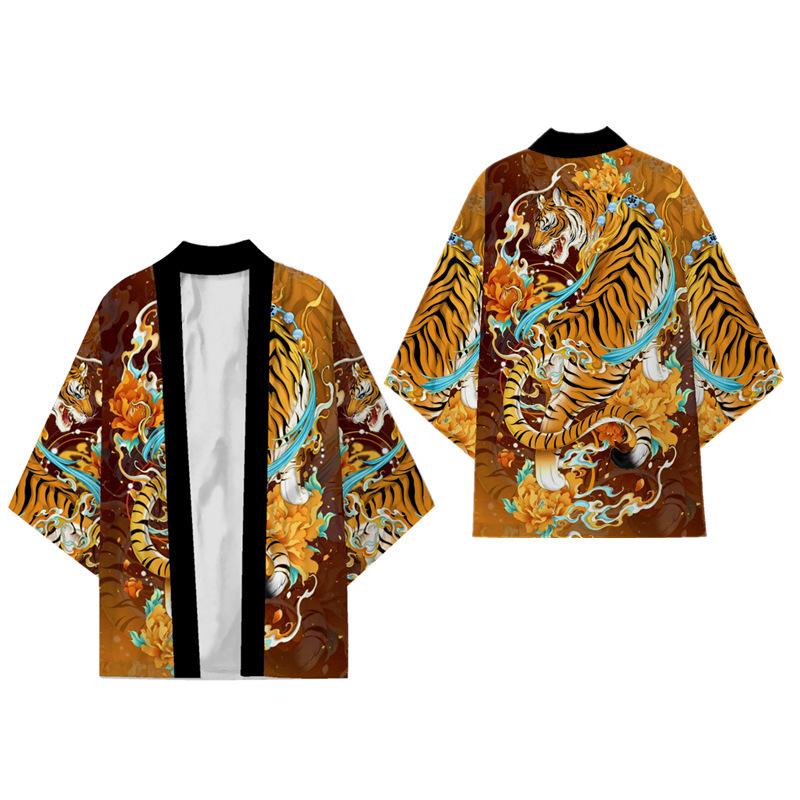 Fashion Anime Dragon Print Cardigan Kimono Harajuku Women Men Yukata Female Japanese Streetwear Traditional Cosplay Haori