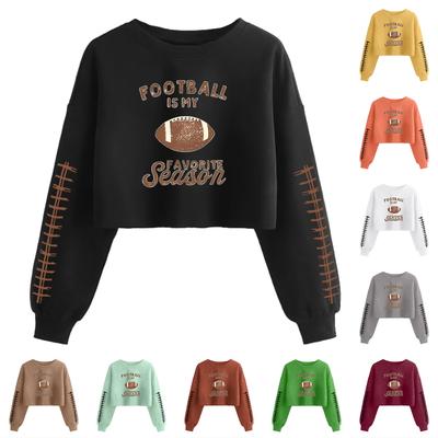 Женский стильный пуловер с длинными рукавами и принтом в стиле ретро, открывающий живот