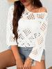 2026 Women's Casual European & American Hollow-out Sweater - Versatile Solid Color