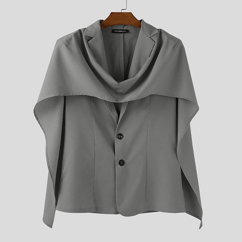 INCERUN Oversized Men Swing Collar Long Sleeve Irregular Cross Loose Thin Blazer Coats