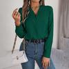 Женская блузка с длинным рукавом и V-образным вырезом, шифоновый топ, однотонная футболка, уличная одежда, женская футболка