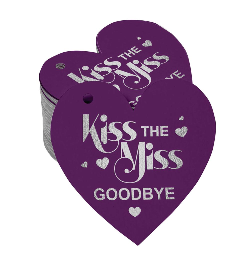 Inkdotpot 100 шт. в упаковке. Бирка из настоящей серебряной фольги с поцелуем «Мисс на прощание» на девичник.
