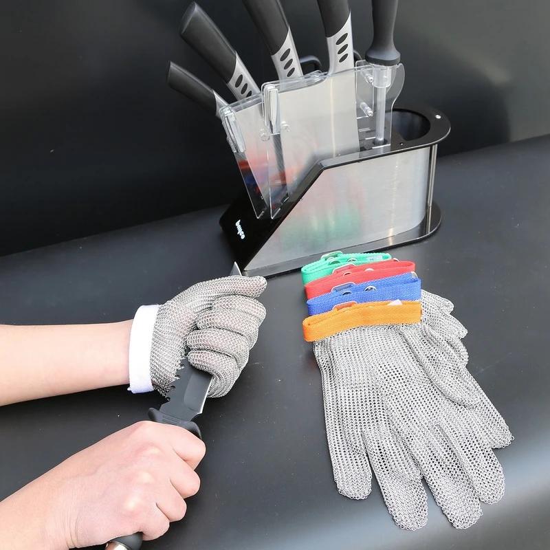 Защитные перчатки из нержавеющей стали, сетчатые перчатки, устойчивые к порезам ножом, кольчужные защитные перчатки для работы мясника на кухне