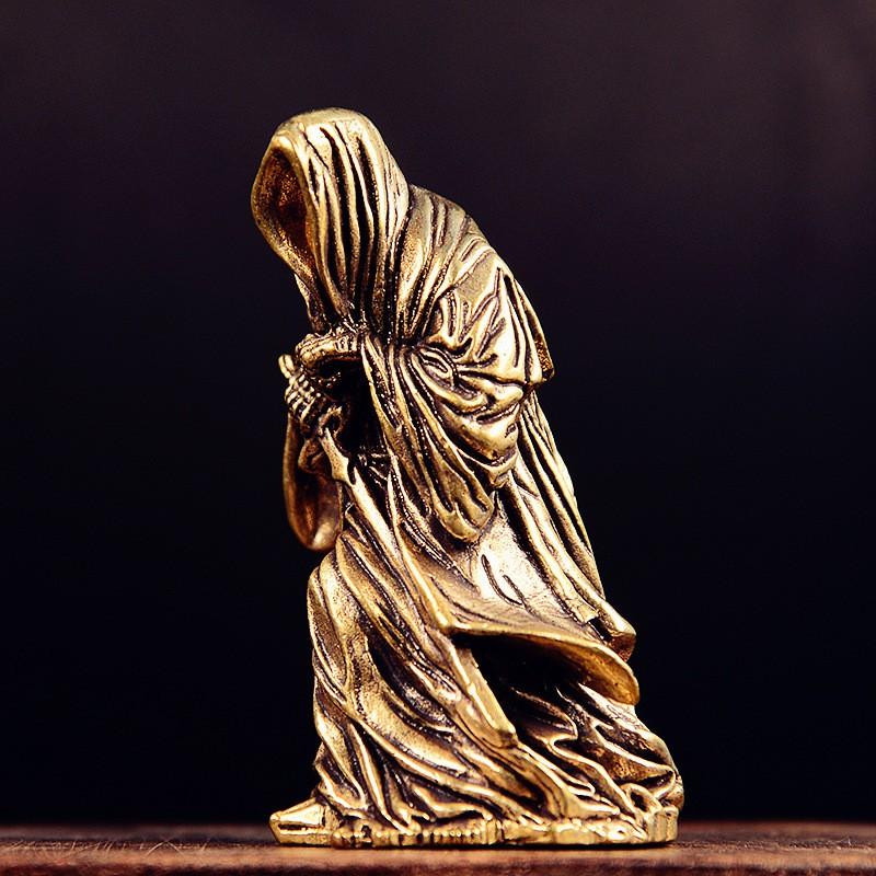 Bronze Gothic Reaper Figurine With Black Cloak Decorative Ornament Home Office Desk Statue
