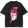 Мужская и унисекс футболка с винтажной стиркой и графическим принтом David Bowie, ретро, хлопок, круглый вырез, повседневная, оверсайз