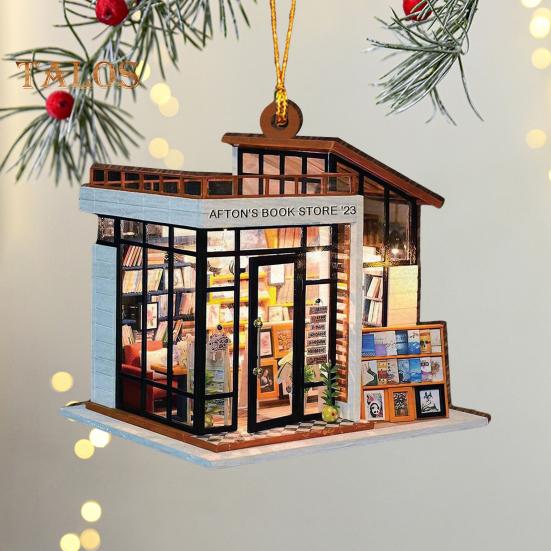 Книжная полка рождественские украшения 2D плоские акриловые книжный магазин украшение рождественская елка подвесное украшение для любителей книг подарки