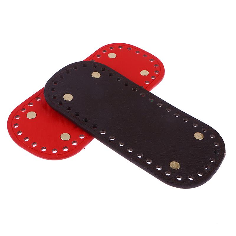 1Pc 8X18Cm Oval Long Bottom For Knitted Bag Pu Leather Bag Handmade Bottom With Holes Diy Crochet Bag Bottom Accessories
