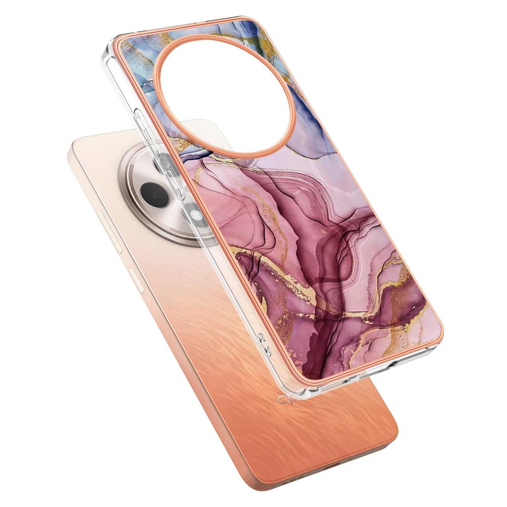For Oppo Reno12 F 4G/Oppo Reno12 F 5G TPU Case Marble Pattern 2.0mm Electroplating Phone Back Cover