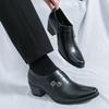 Высококачественная деловая обувь 5,5 см высокие каблуки ботинки челси мужские черные кожаные оксфорды праздничная свадебная обувь Zapatos De Hombre