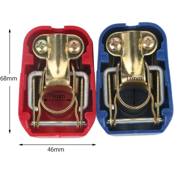 Cosses batterie - AIMOONSA - Lot de 2 - Libération rapide 12V - Ø+19mm/Ø-17mm - Rouge & Bleu