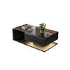 Table Basse - MUVOE - Noir Brillant - Verre Trempé - LED 16 Couleurs - Design Contemporain