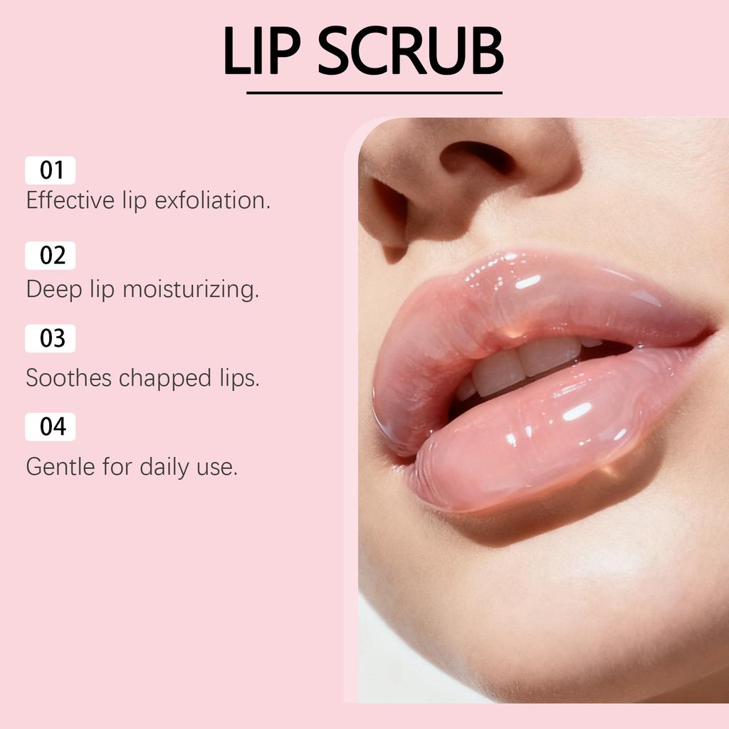 Lip Scrub Daily Hydration Natural Plump Glossy Soft Lips Water-Based Non-Sticky Gentle Exfoliator Lip Care