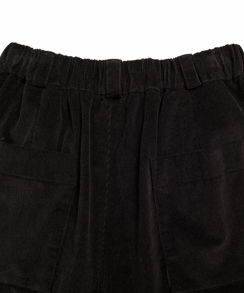 COTTON BELL Volume Pleated Corduroy Pants - Black