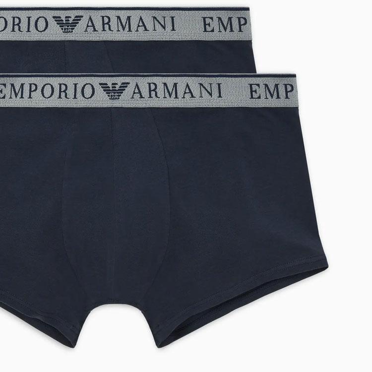 Emporio Armani Мужские боксеры с принтом логотипа SS24, 2 шт., темно-синие 111769-4F720-06236
