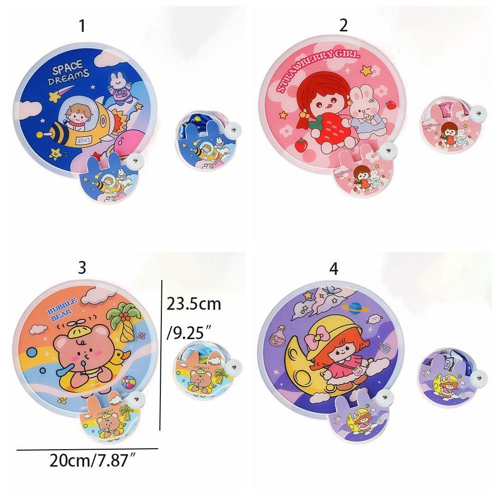 Hand-operated Mini Round Fan With Handle Portable Cloth Fan Cartoon Folding Round Fan  Summer
