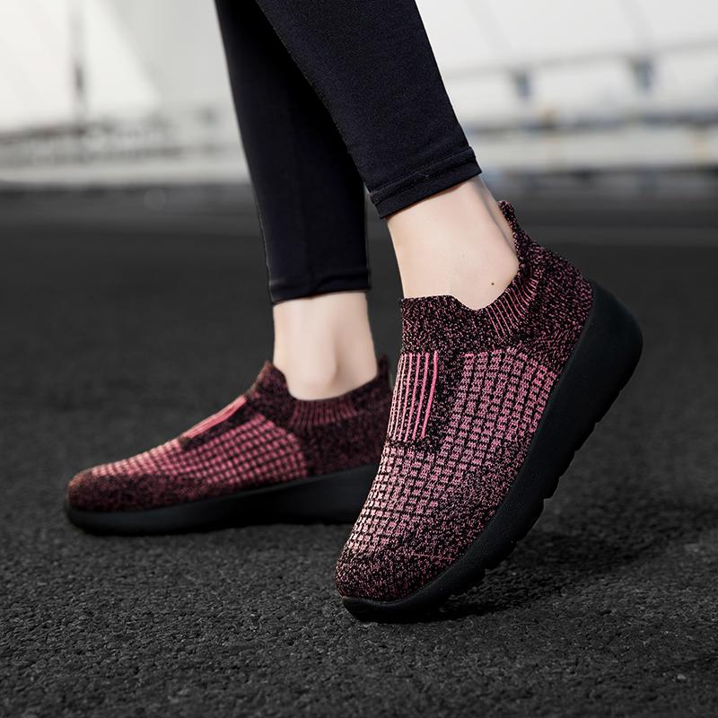 Women Flat Slip On Black Red Shoes Woman Lightweight Sneakers Casual Mesh Running Sports Men Big Size 43 Walking Anti Slip Slip