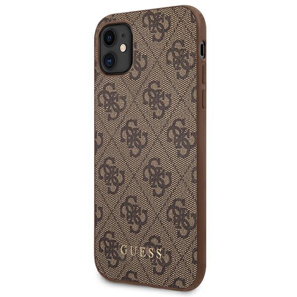 Guess Guhcn61G4Gfbr Iphone 11 / Xr 6,1Brown/Brązowy Twarde Etui 4G Metalowe Złote Logo