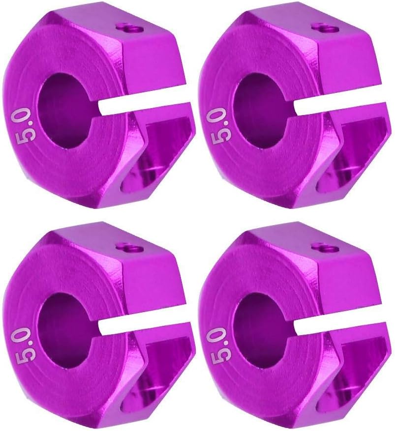 4Pcs 12mm Hex Wheel Hub Adapters – Universal for 1/10 RC Cars HSP Sakura – 5mm Height, Purple