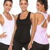 Sports Vest Women's Fitness Yoga Clothes Gym Crop Top Solid Color Loose Cutout Ladies Tank Tops Undershirt