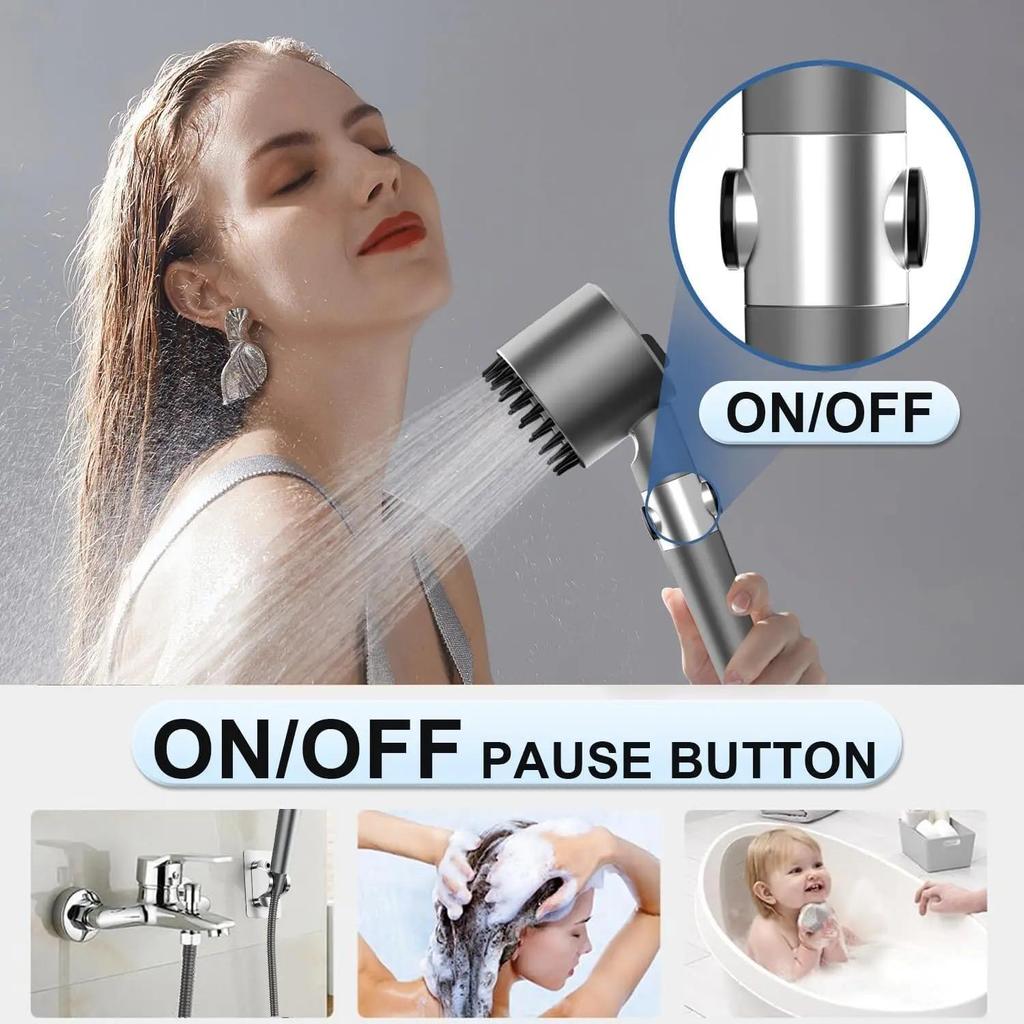 Ion Drops Shower Head with High Pressure,Multi-Mode Shower Head with 60 Inch Hose, assageable Shower Heads