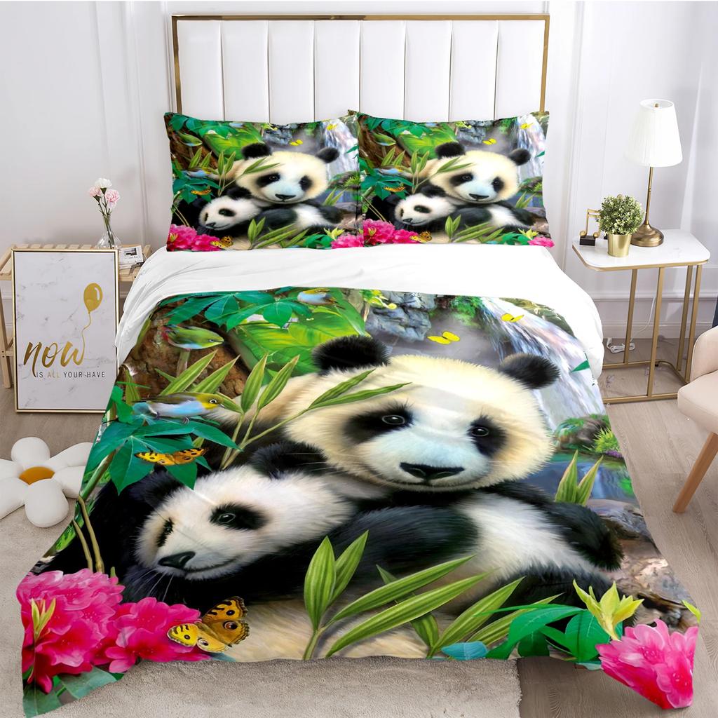 Cute Panda Duvet Cover Cartoon Kawaii Comforter Bedding Sets Soft Quilt Cover And Pillowcases For Teens SingleDoubleQueenKing