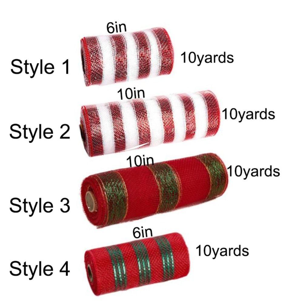 Handmade Christmas Wreath Tree Stripes Mesh Stripes Gift Wrapping Ribbon Flower Wrapping