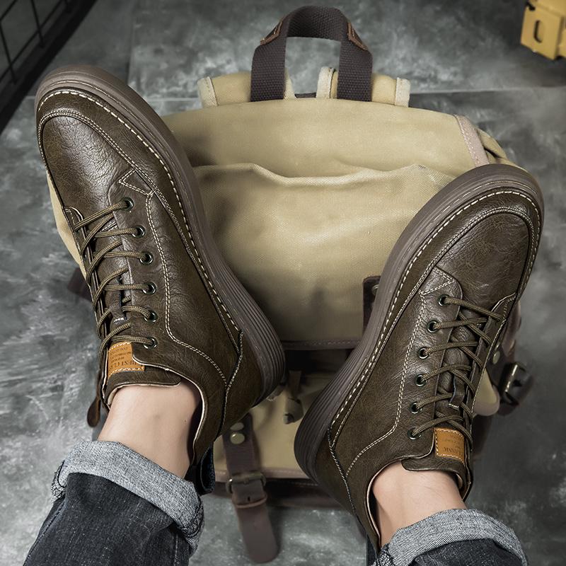 FashionSpring Autumn Mens Genuine Leather Ankle Boots Black Sneakers High Top Skate Shoes Men Casual Footwear Handmade Luxury Boots Man