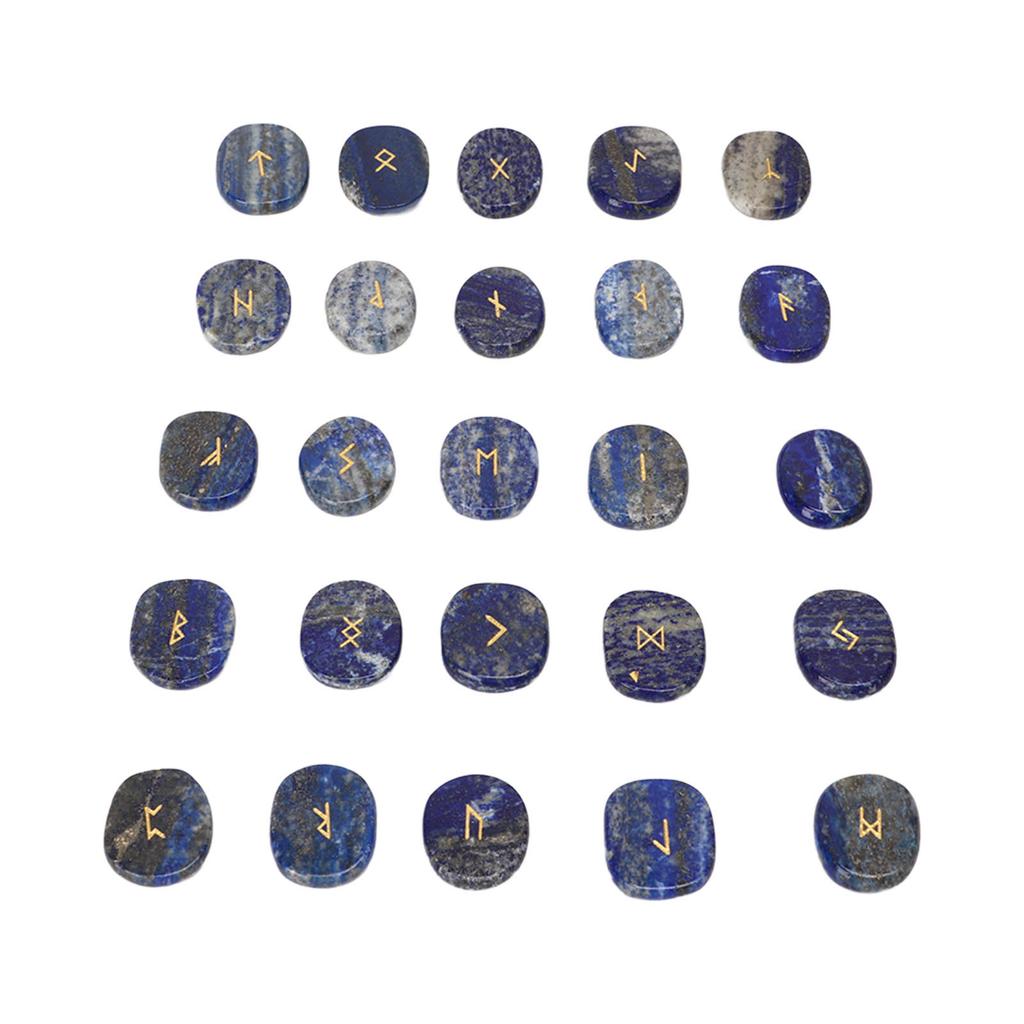Набор из 25 натуральных рунических камней, изысканные руны, резьба, медитация, набор камней для молитвы, гадания