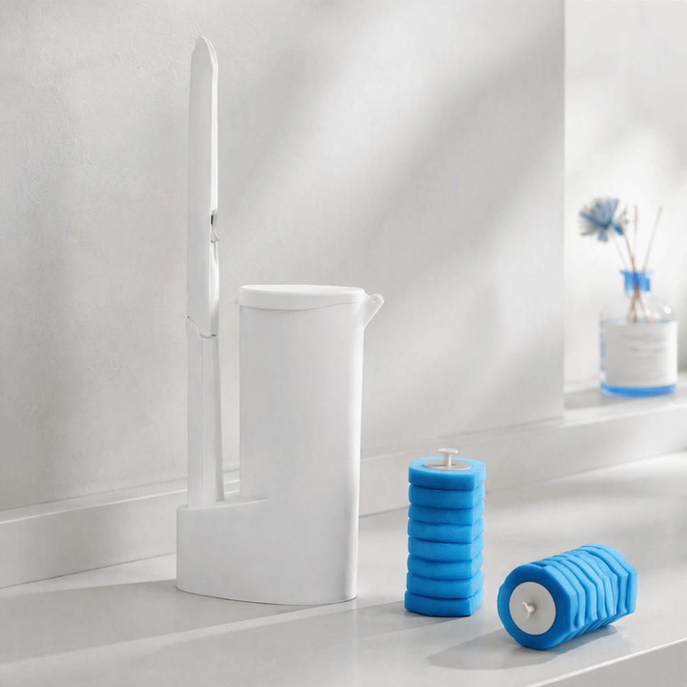 Deep Cleaning Disposable Toilet Brush PP ABS Sponge Scouring Pad Toilet Brush Set Home Bathroom