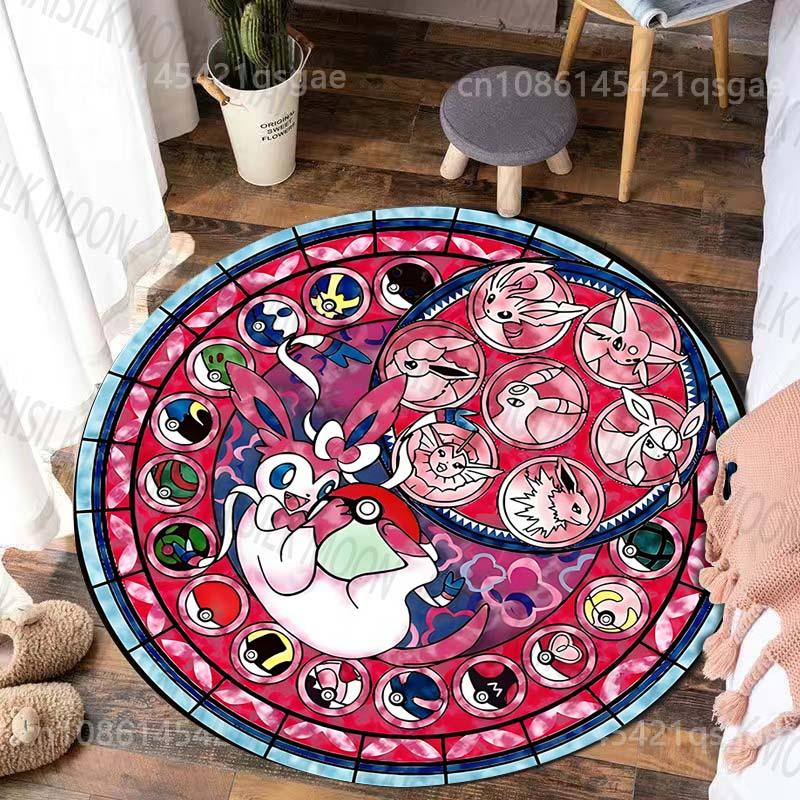 17 Styles Classic Pokemon Sylveon Print Round Carpet Bedroom Living Room Mat Sofa Children's Room Decor Rug Gift Free Shipping