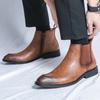 Fashion New Winter Fashion Chelsea Ankle Boots Men's Black Brown Pointed Slip On Casual Shoes Luxury Brand High-tops Zapatos Hombre