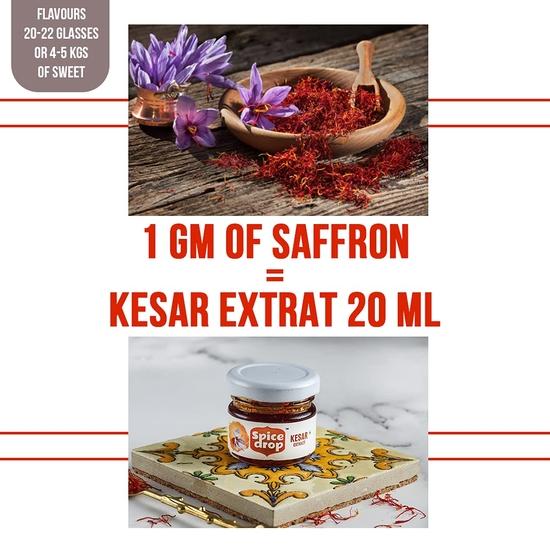 Spice Drop Kesar Milk Masala Extract | Authentic Kashmiri Kesar, Almonds| Rich Flavor & Aroma | No Added Color Non-GMO | 20ML