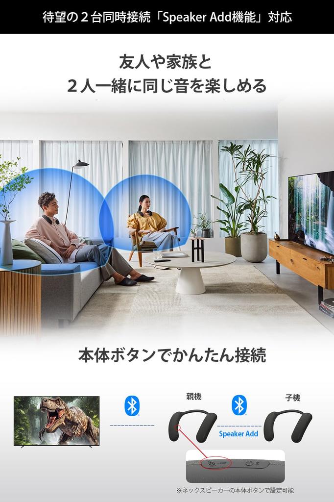 Sony BRAVIA Theatre U Wireless Neckband Speaker surround IPX4 battery simultaneous connection to two wired compatible with and HT-AN7 (360° sound,