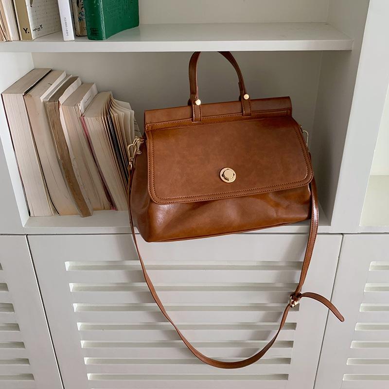Ретро кожаные сумки через плечо для женщин, универсальные сумки через плечо большой вместимости, простые сумки-портфели, сумки-мессенджеры для поездок на работу