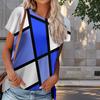 Women Summer T Shirt Geometric Patterns Print Retro Fashion Short Sleeve Tees Casual Printed Tops