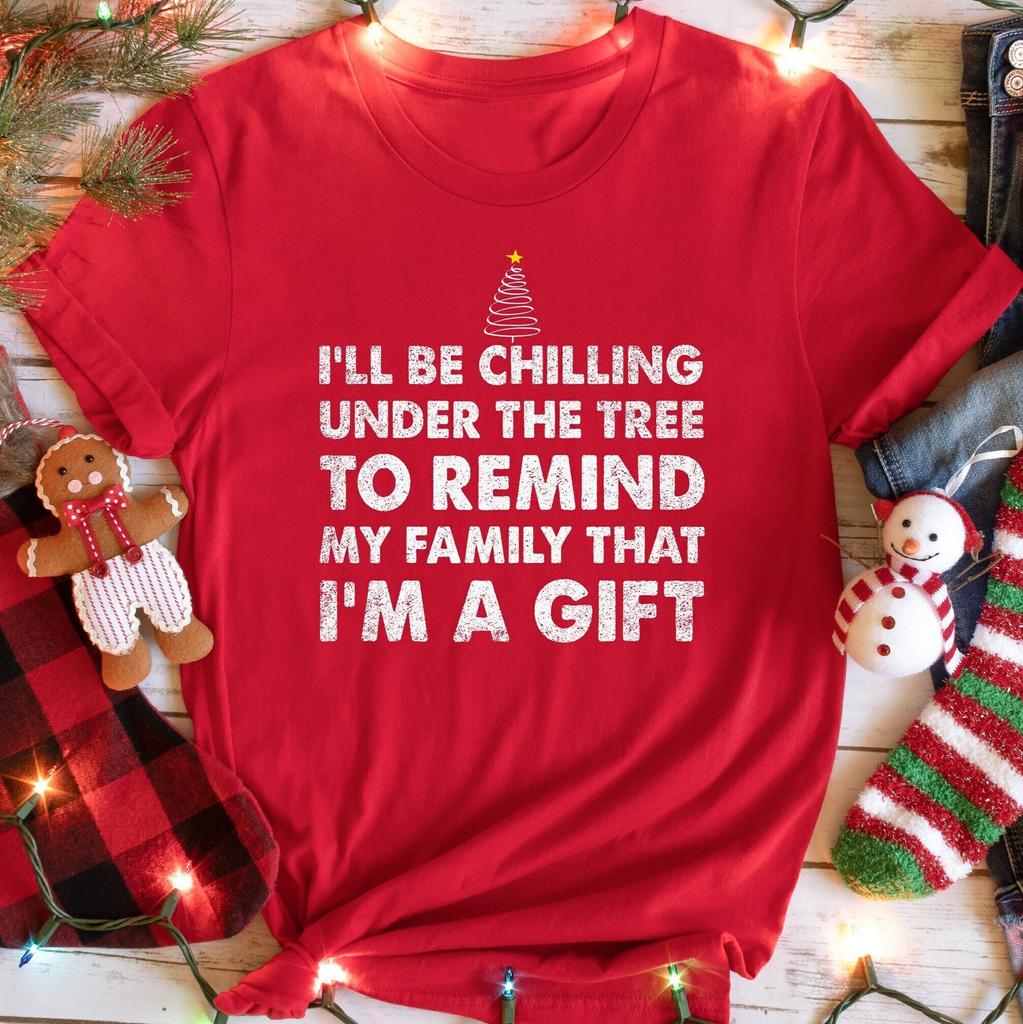 Funny Christmas T-Shirt, Chilling Under Tree, Holiday Gift