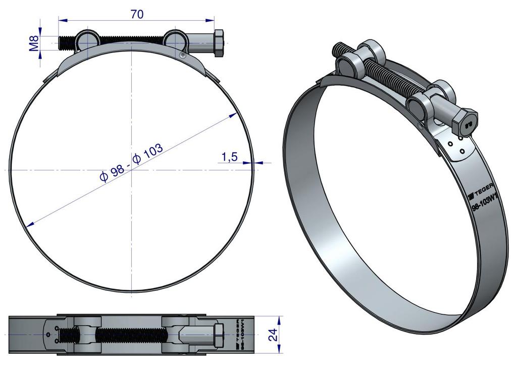 Opaska Zaciskowa Gbs 98-103 (Obejma W1 - Stal Ocynkowana) Szerkość 24Mm Teger ( Sprzedawane Po 5 )
