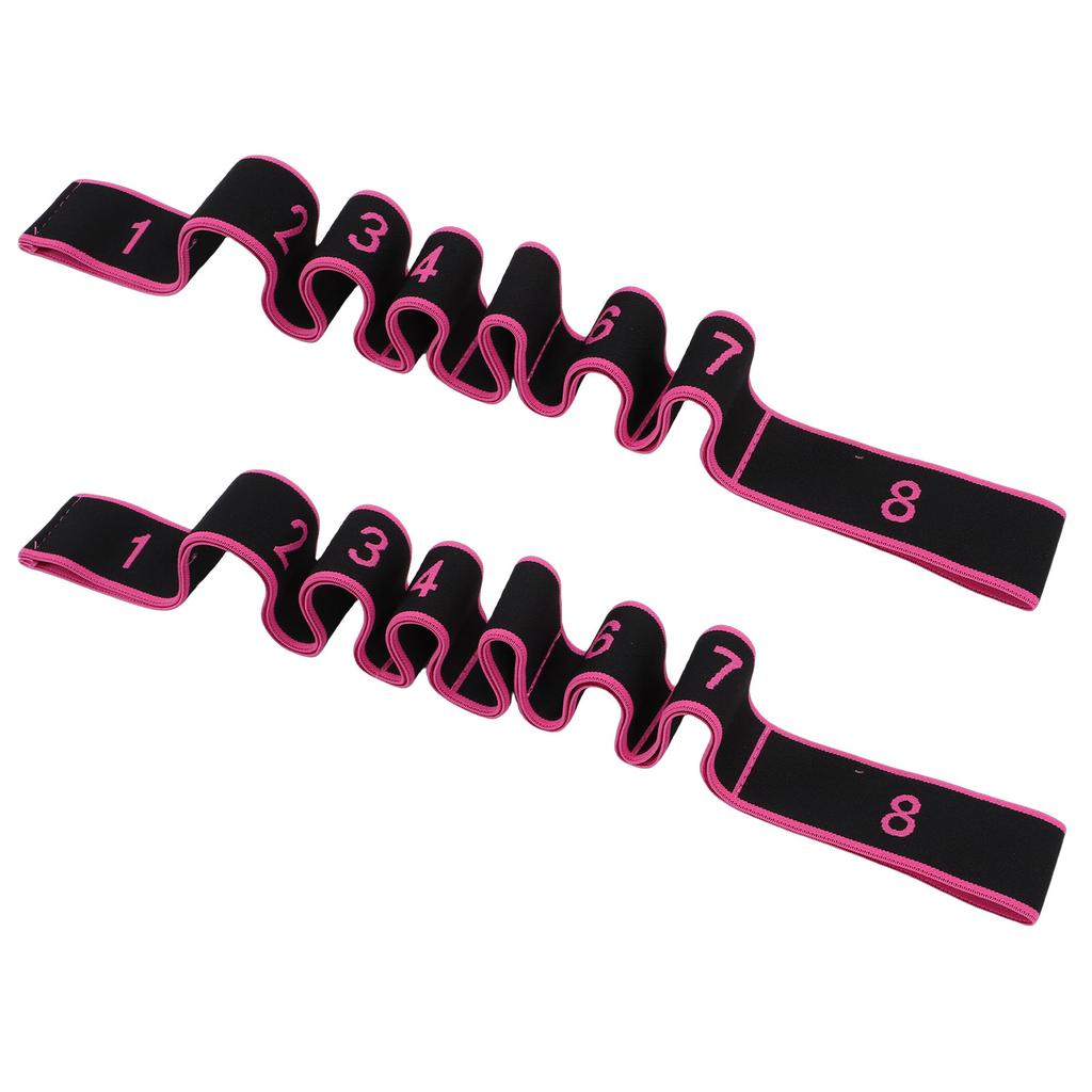 2PCS Stretching Strap with Loops 8 Segment Fitness Stretch Band for Stretching Equipment Exercise Flexibility Pink