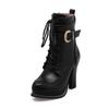High Quality Pu Autumn Winter New Arrive Women Boots Black Wine Red Brown Ankle Boots Zipper Buckle Lace Up Ladies Boots559