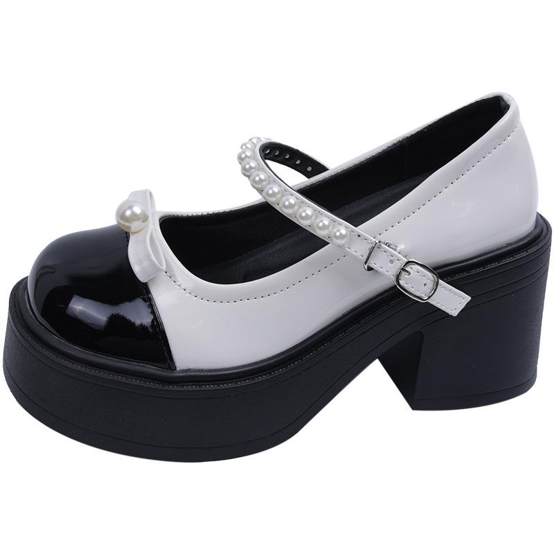 Туфли Мэри Джейн на толстом каблуке, женские, летняя юбка 2025 года, французские туфли с круглым носком и ароматом на высоком каблуке